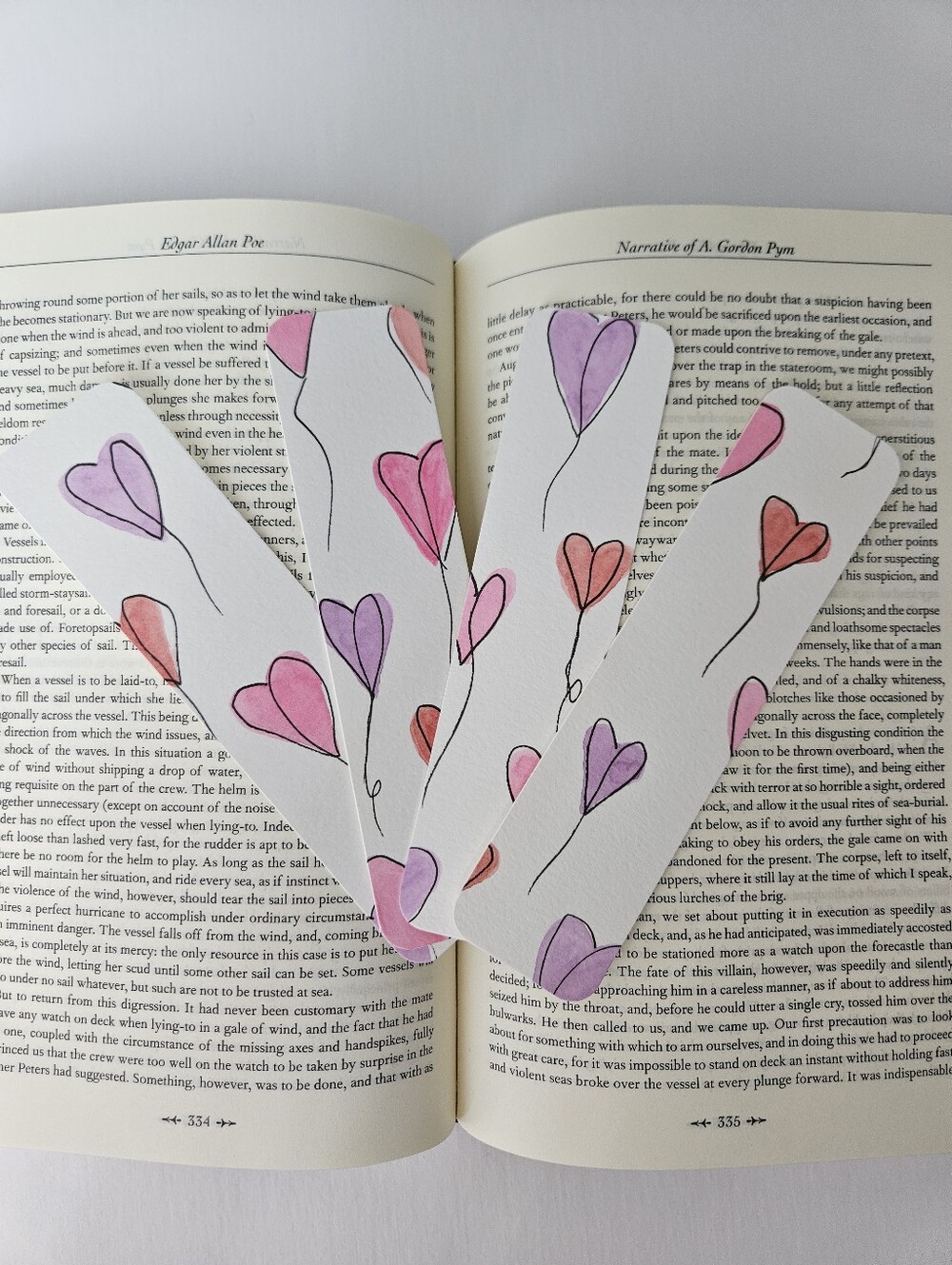4pc Handmade Heart Balloon Bookmarks - Pink, Purple, Red